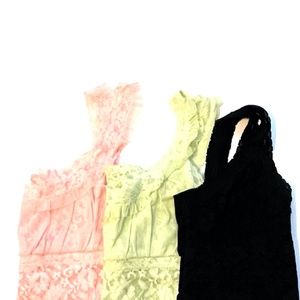 Bundle Ambrielle Peach, Green, Black, Lace Tops Size M